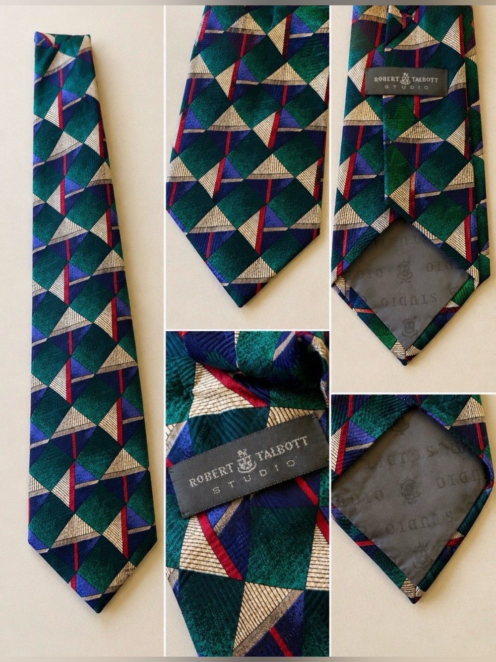 Vintage Robert Talbott Studio Geometric Silk Tie Made USA